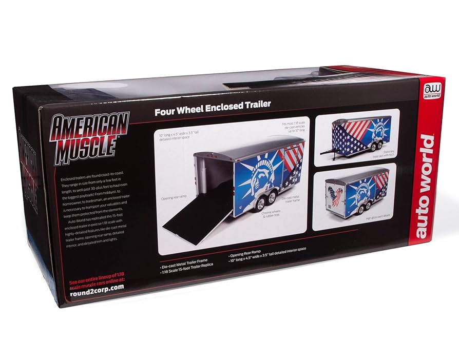 Amazon.com: American Muscle Enclosed Trailer 1:18 Diecast